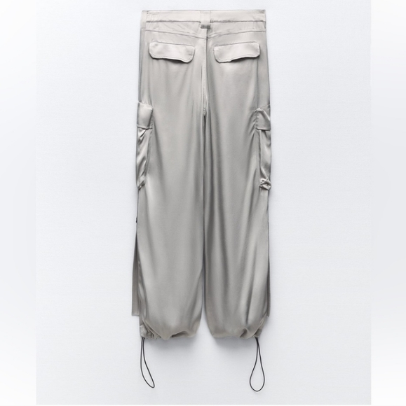 ZARA Satin Effect Cargo Pants size M - Picture 5 of 11